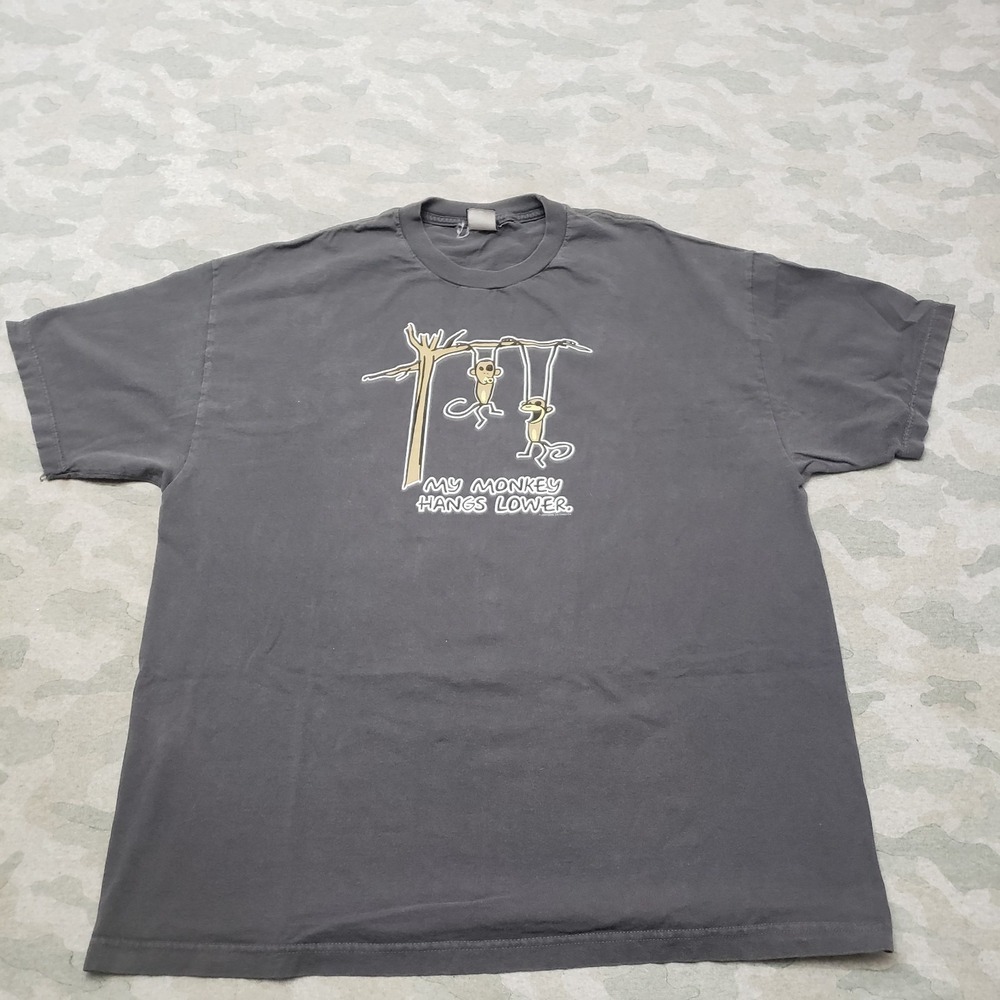 Vintage Anchor Blue Shirt Men 2XL Gray Y2k Monkey Short Sleeve Skater Streetwear